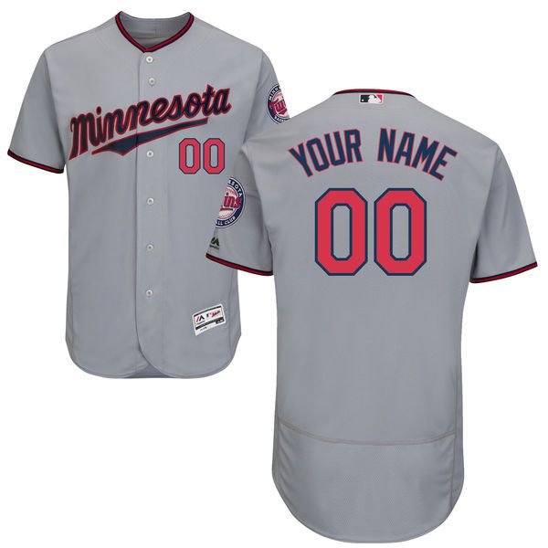 Men Minnesota Twins Majestic Road Gray Flex Base Authentic Collection Custom MLB Jersey->customized mlb jersey->Custom Jersey
